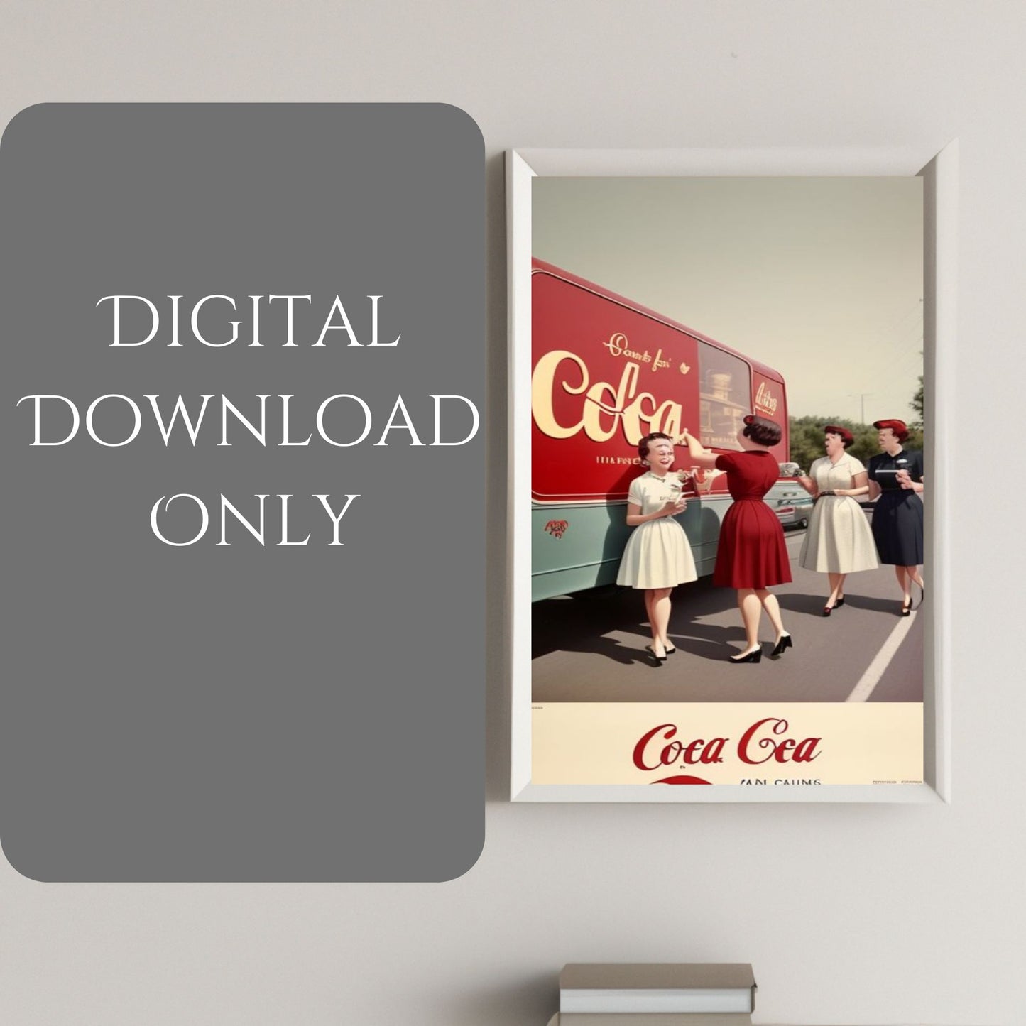 1950s Coca Cola Ad Poster Vintage, Art Deco, Wall Art, Old School Ads